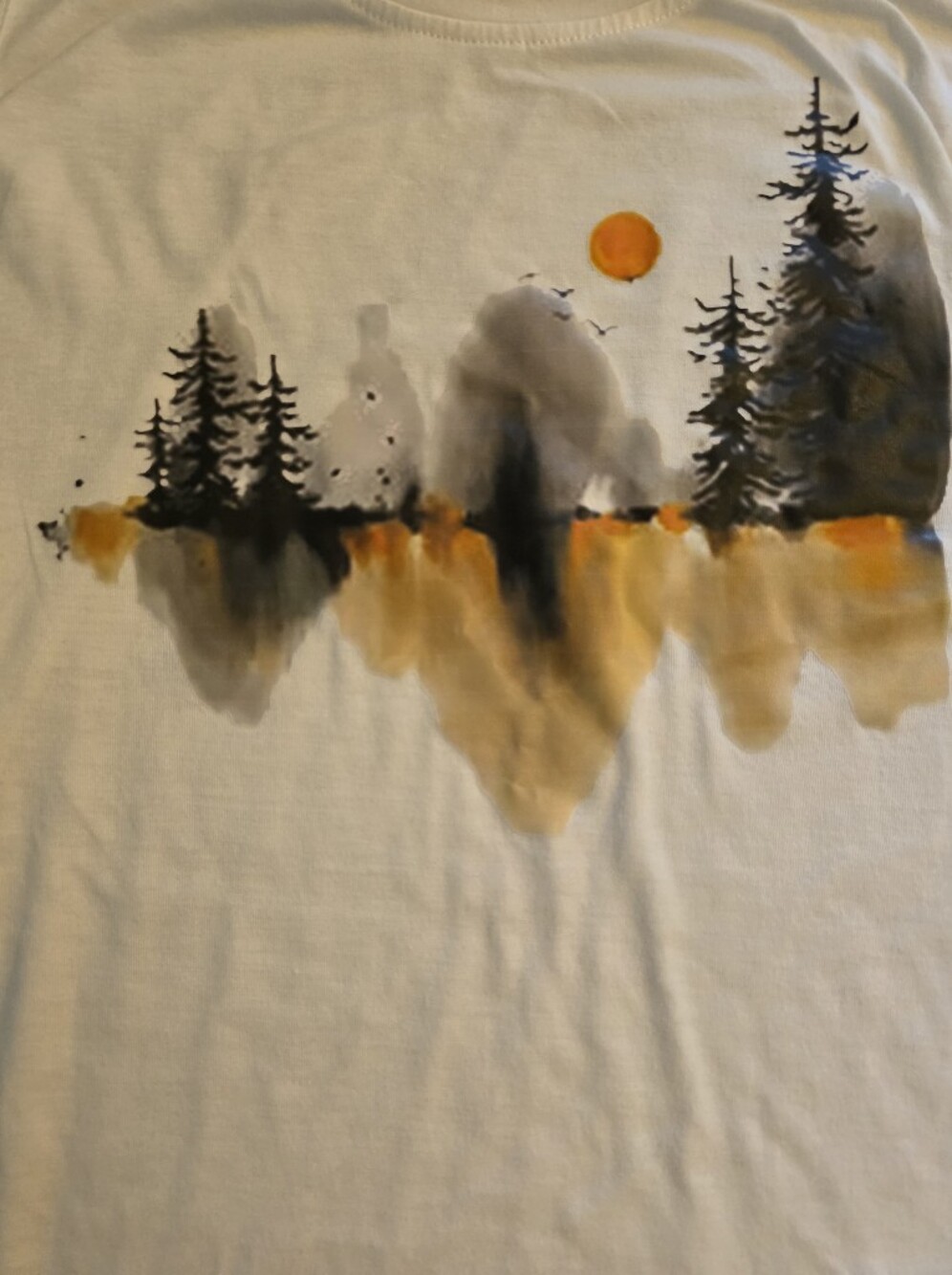 Women's White Tank Top with Forest Sunset Graphic - Picture 2 of 3